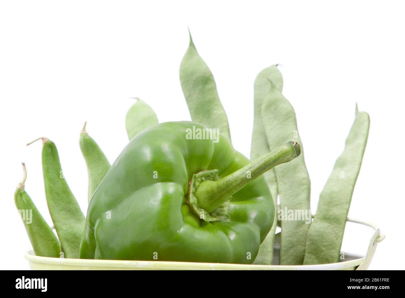 Green beans and peppers in a bucket Stock Photo Alamy