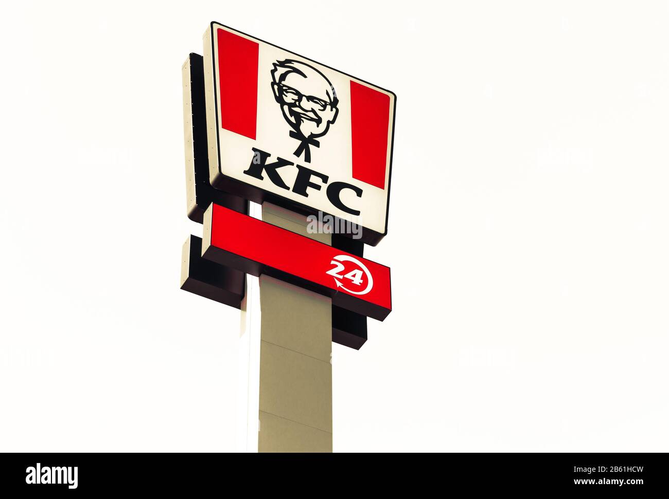 KFC fastfood restaurant 24h isolated street stelae Stock Photo
