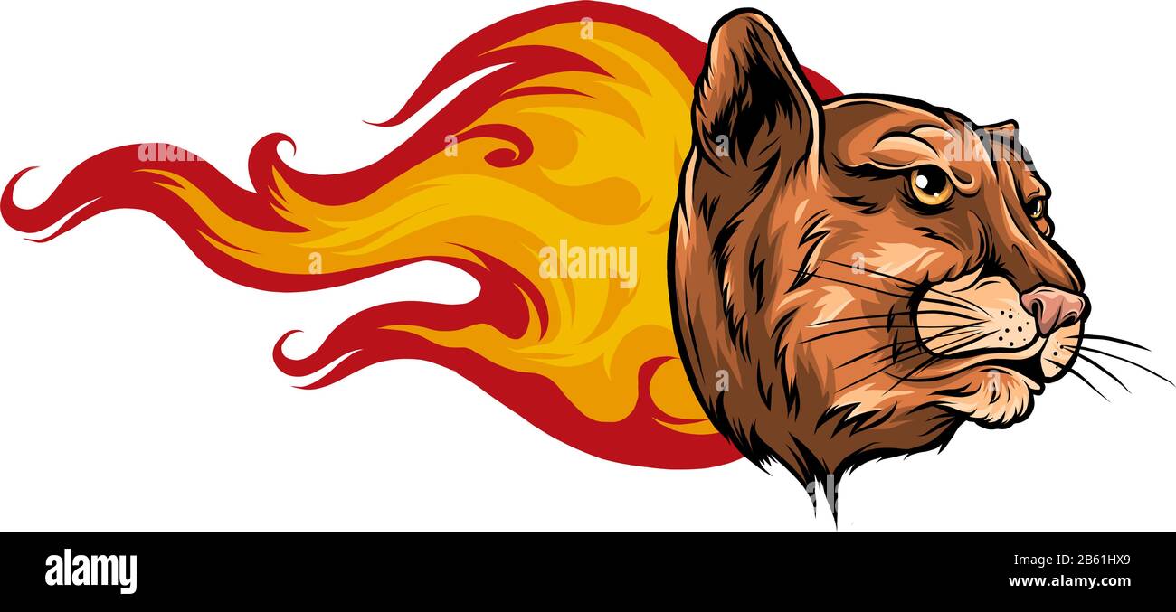 Jaguar Flame Tattoo vector illustration design art Stock Vector