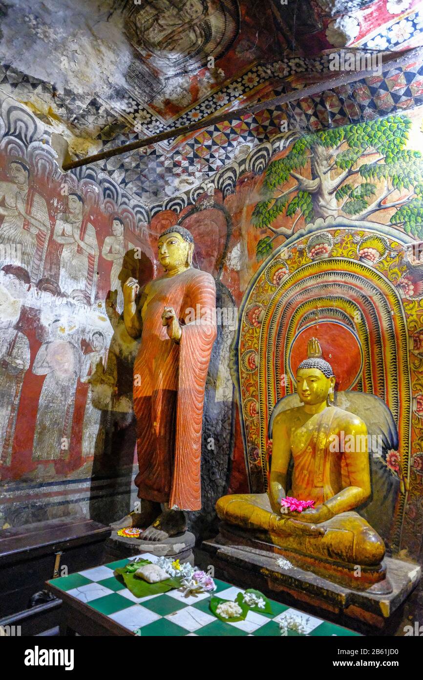 Dambulla, Sri Lanka - February 2020: Buddha statue inside Dambulla cave temple on February 8, 2020 in Dambulla, Sri Lanka. Cave I Devaraja Viharaya. M Stock Photo