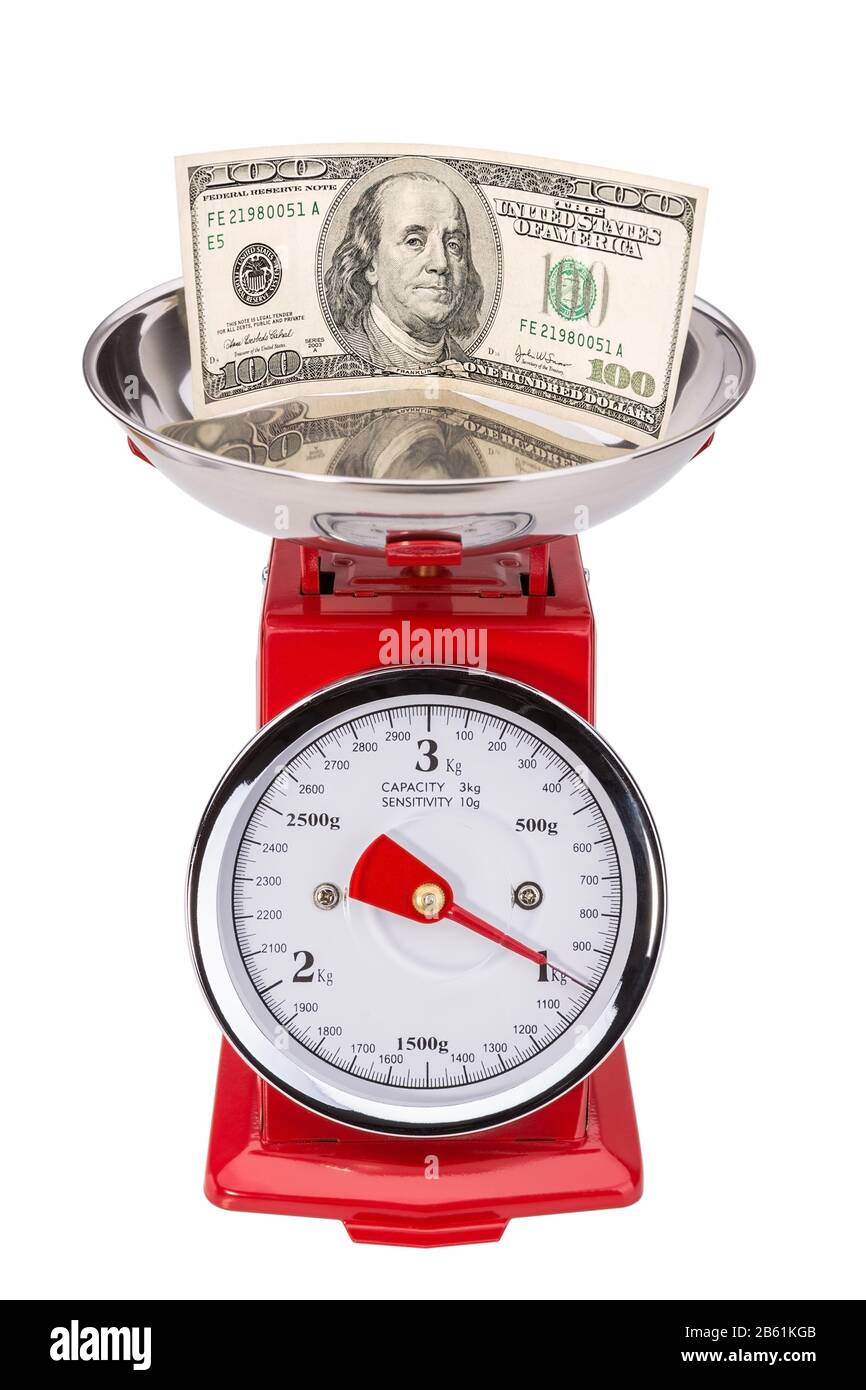 American currency is on the rise. Dollar on scales Stock Photo Alamy