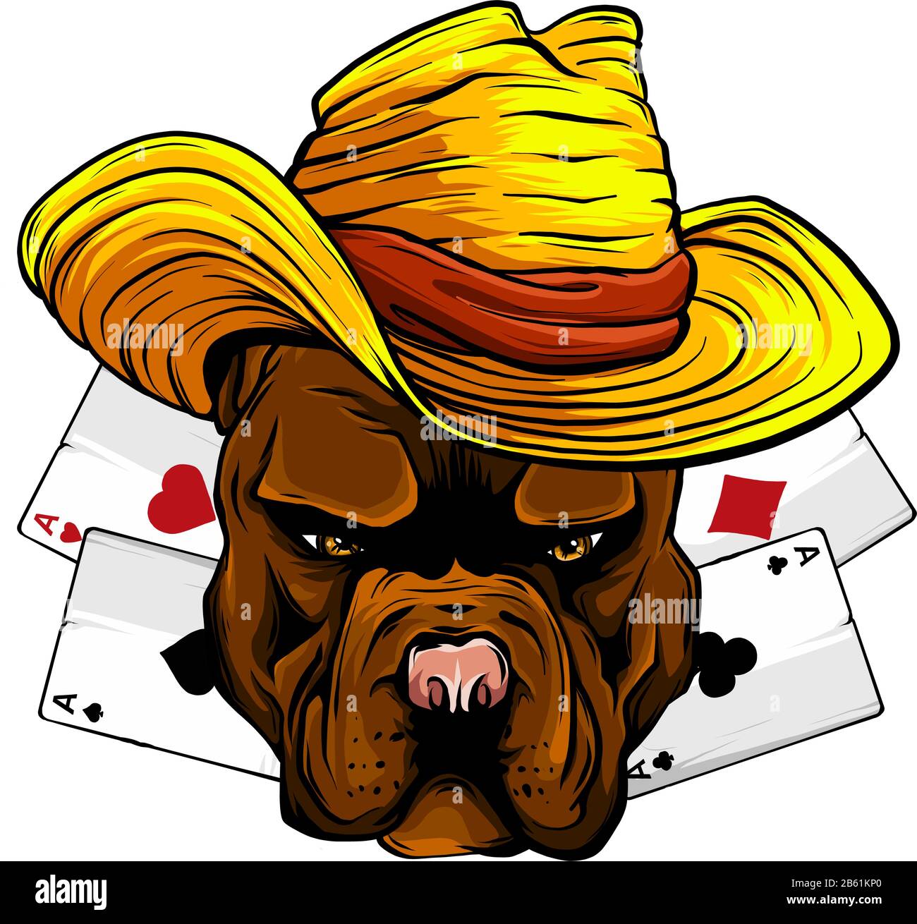 playing card and bulldog vector illustration design Stock Vector