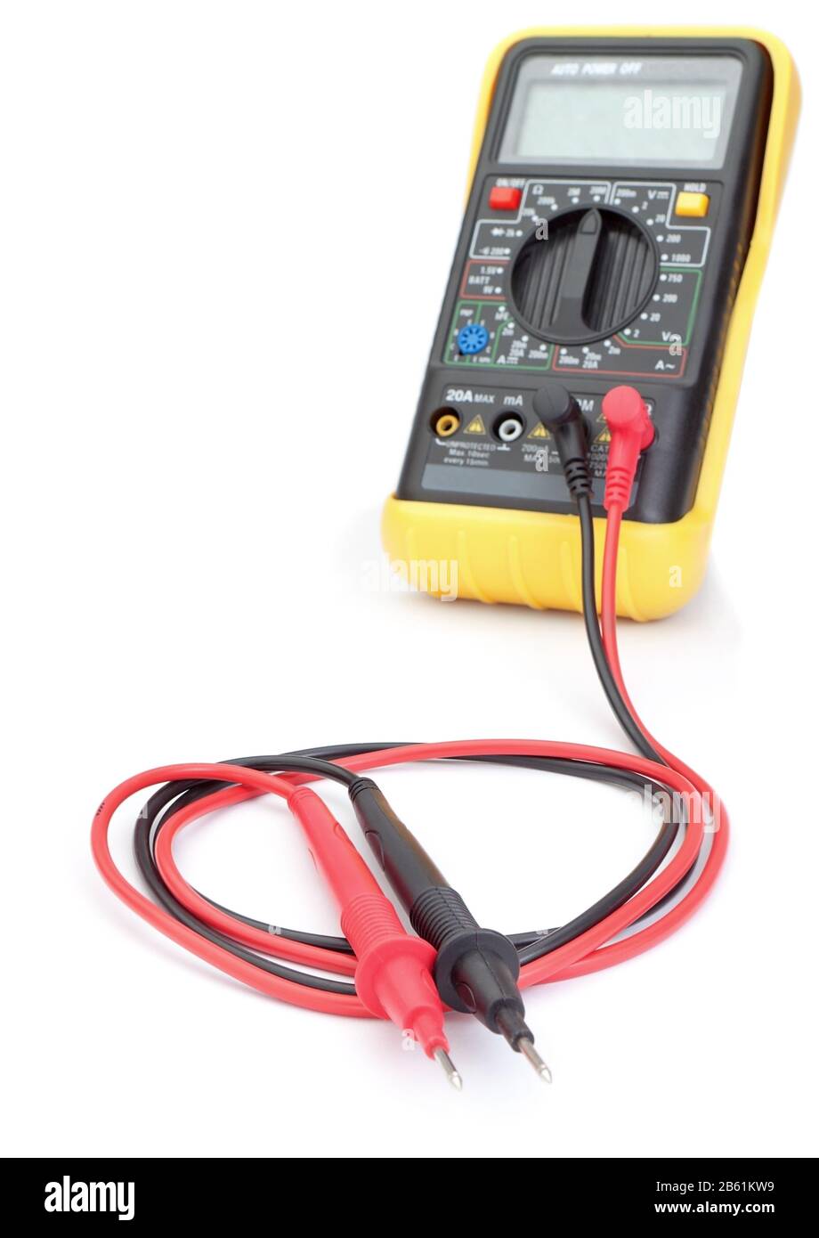 The multimeter probes to measure. Close-up. Stock Photo