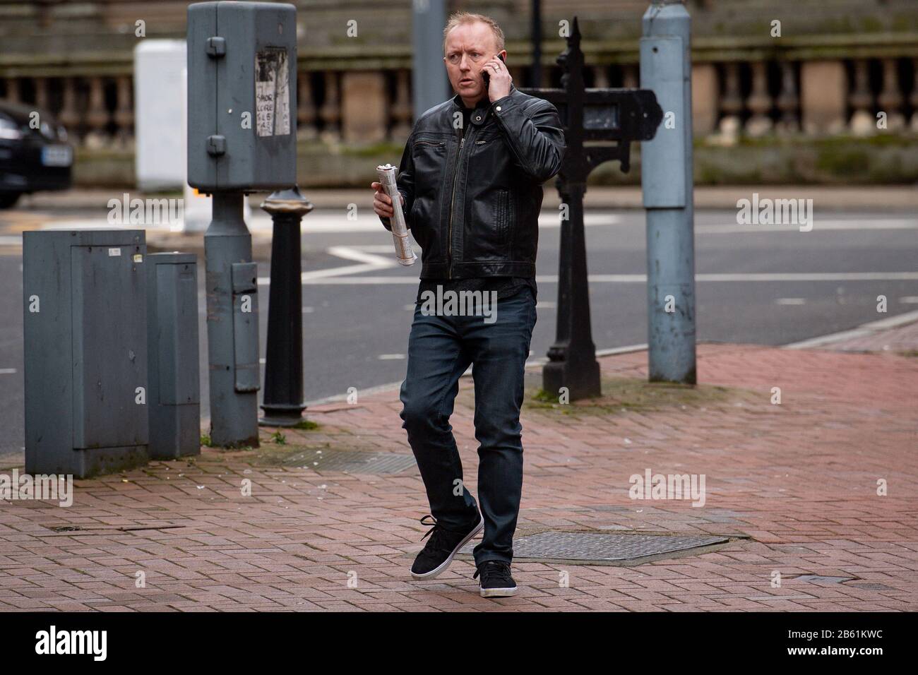 Former West Midlands Police sergeant Stephen Shaw arrives at Birmingham Crown Court for sentencing after he admitted two child grooming charges. Stock Photo