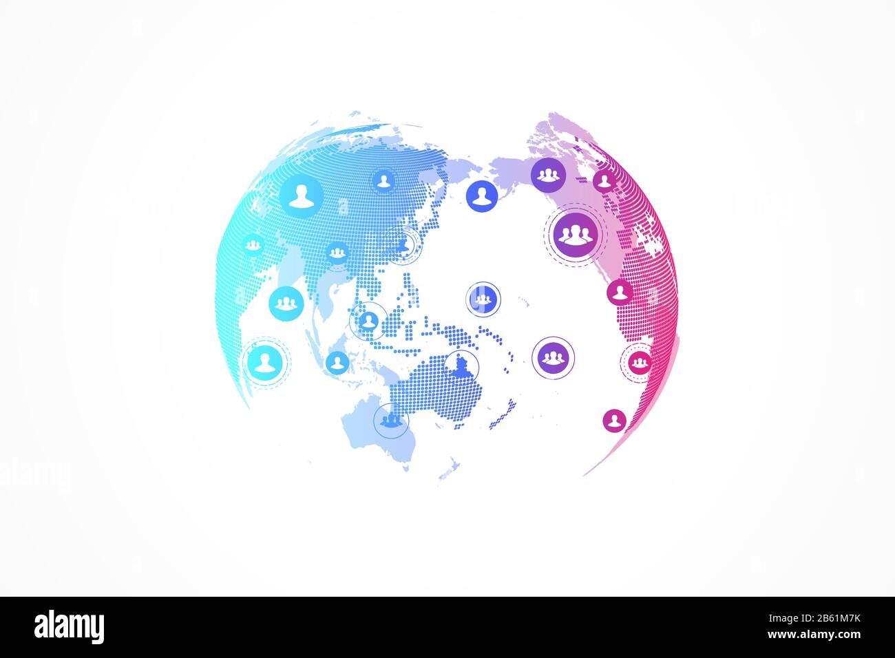 Social media network and marketing concept on World Map background. Global business concept and internet technology, Analytical networks. Vector Stock Vector