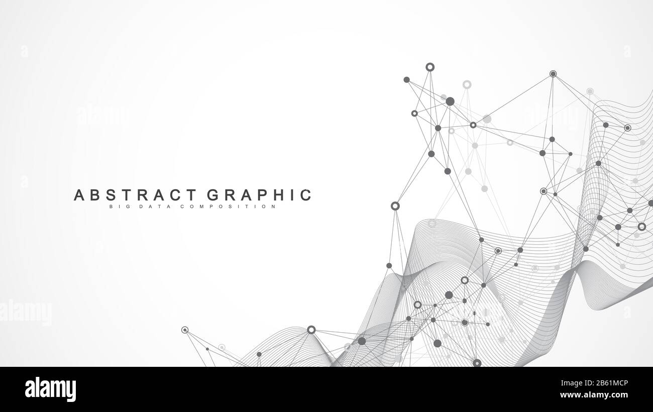 Geometric abstract background with connected line and dots. Network and ...
