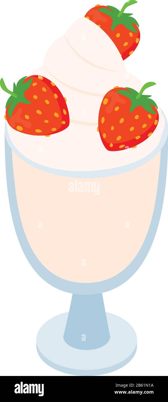 Milk dessert icon, isometric style Stock Vector