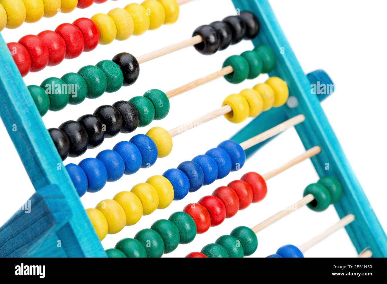 Colorful abacus for doing calculations. On a white background close-up. Stock Photo