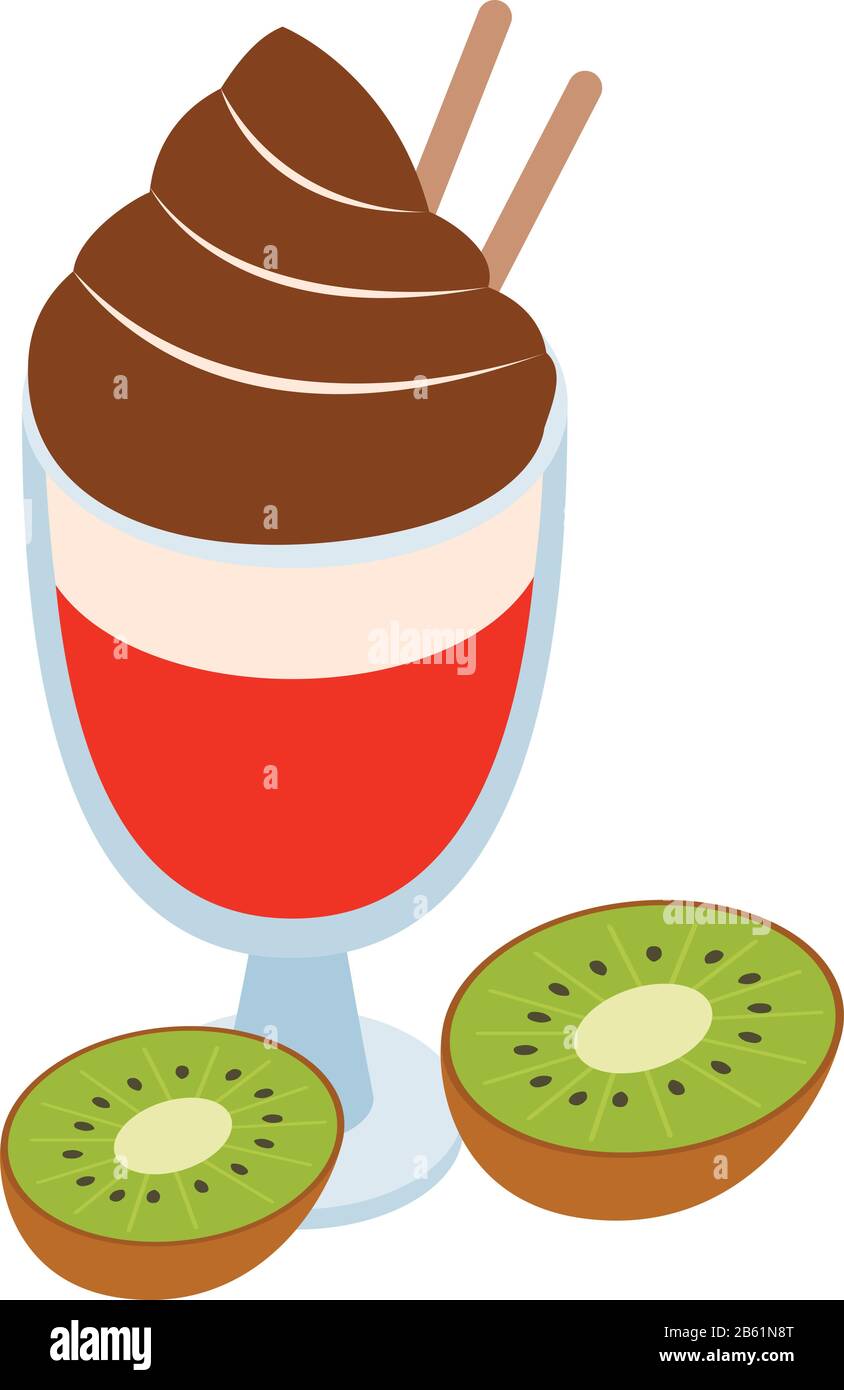 Multicolored dessert icon, isometric style Stock Vector
