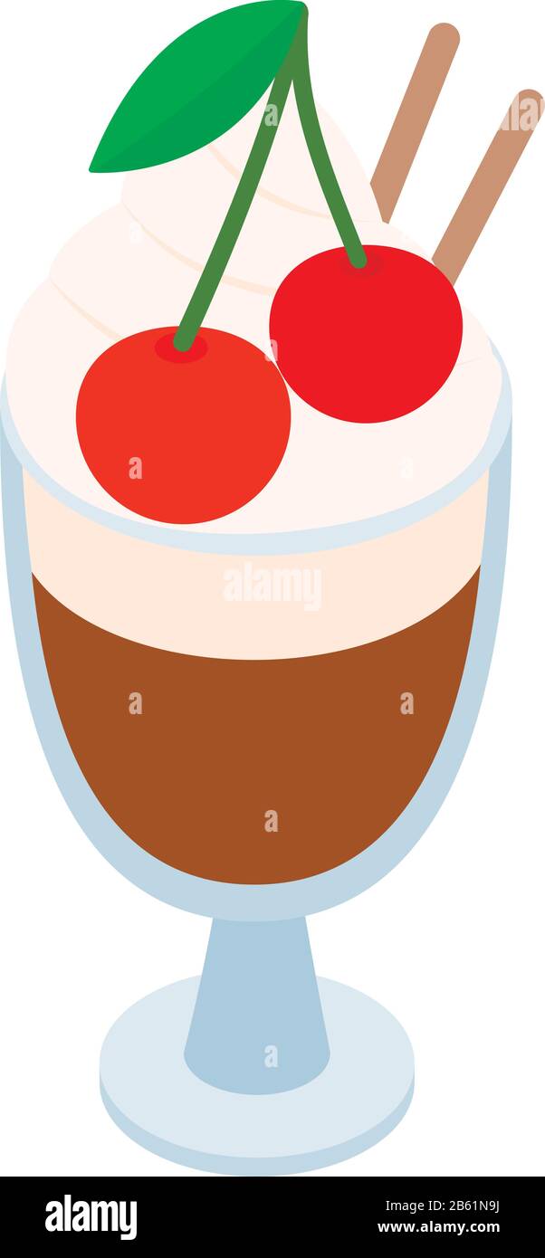 Chocolate cocktail icon, isometric style Stock Vector