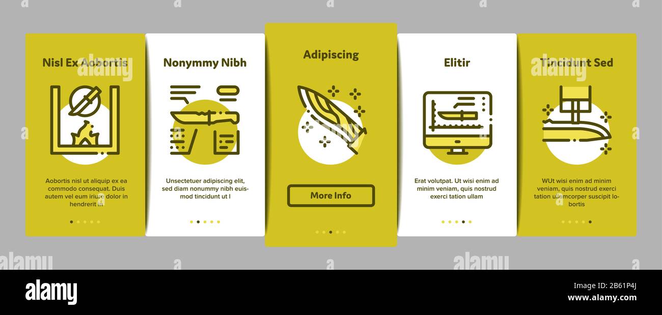 Knife Making Utensil Onboarding Elements Icons Set Vector Stock Vector