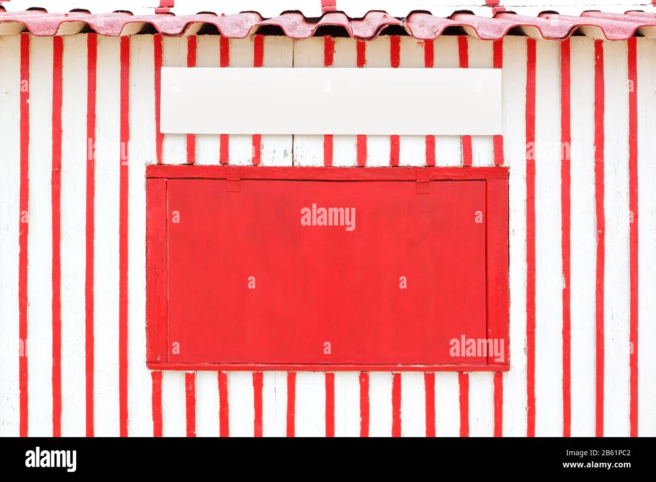Textured red wall with frame and closed window, the old house Stock ...