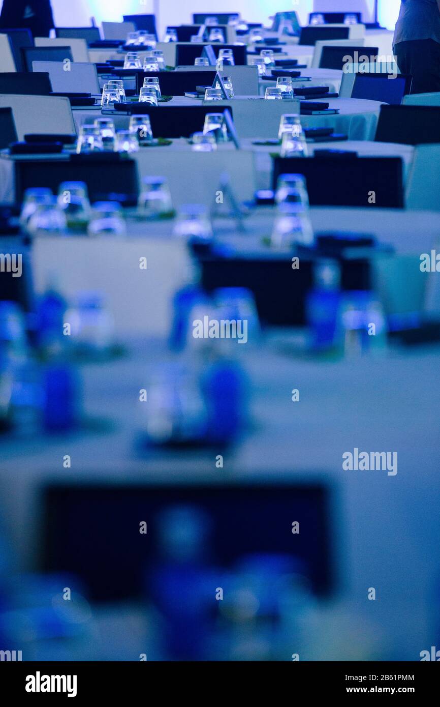 Setting up of a conference room Stock Photo Alamy