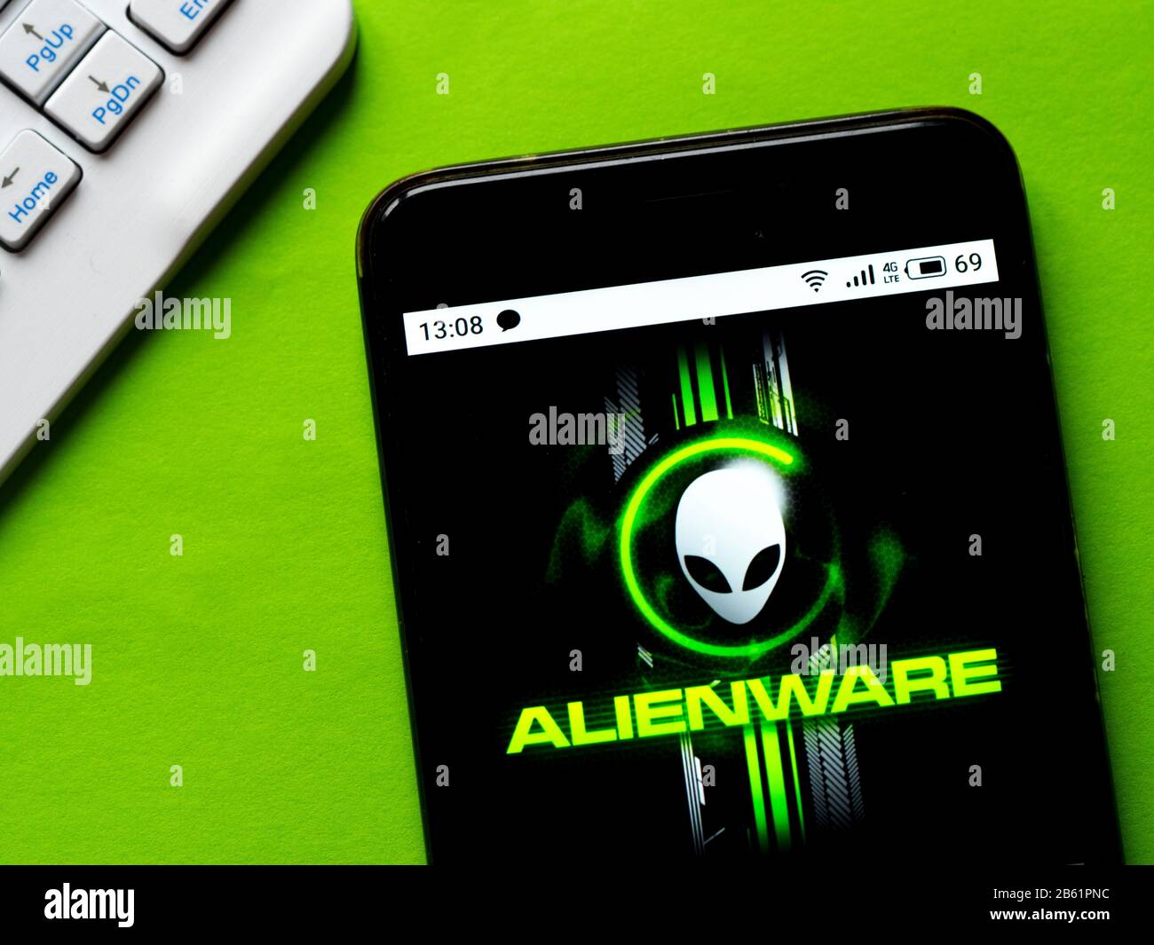 In this photo illustration an Alienware logo seen displayed on a ...