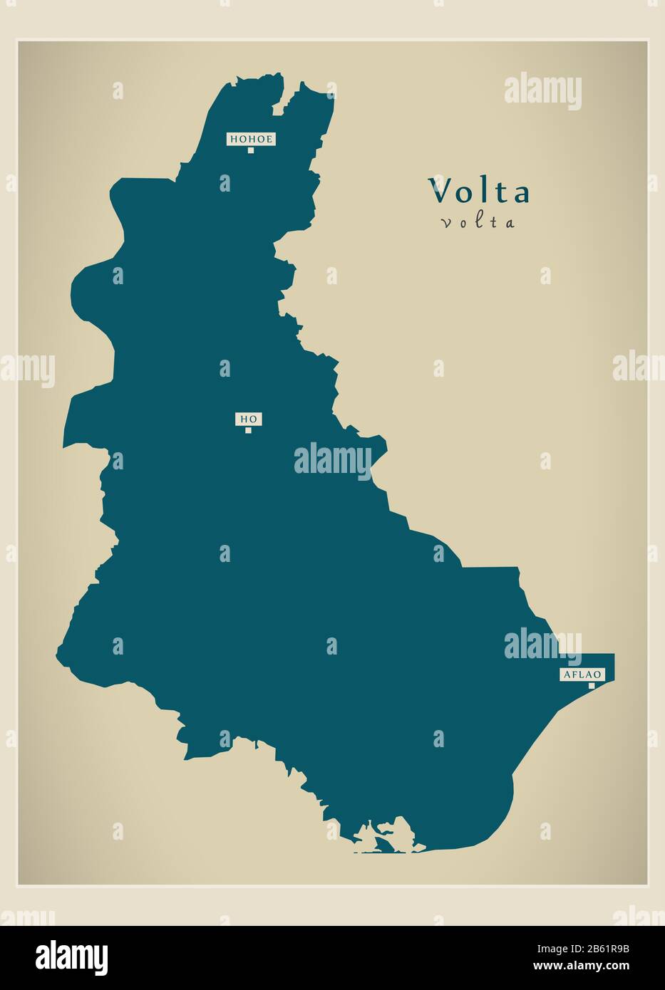 Modern Map - Volta region map of Ghana GH Stock Vector