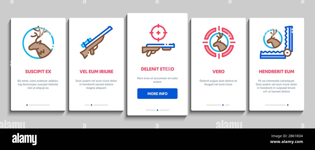 Hunting Equipment Onboarding Elements Icons Set Vector Stock Vector ...