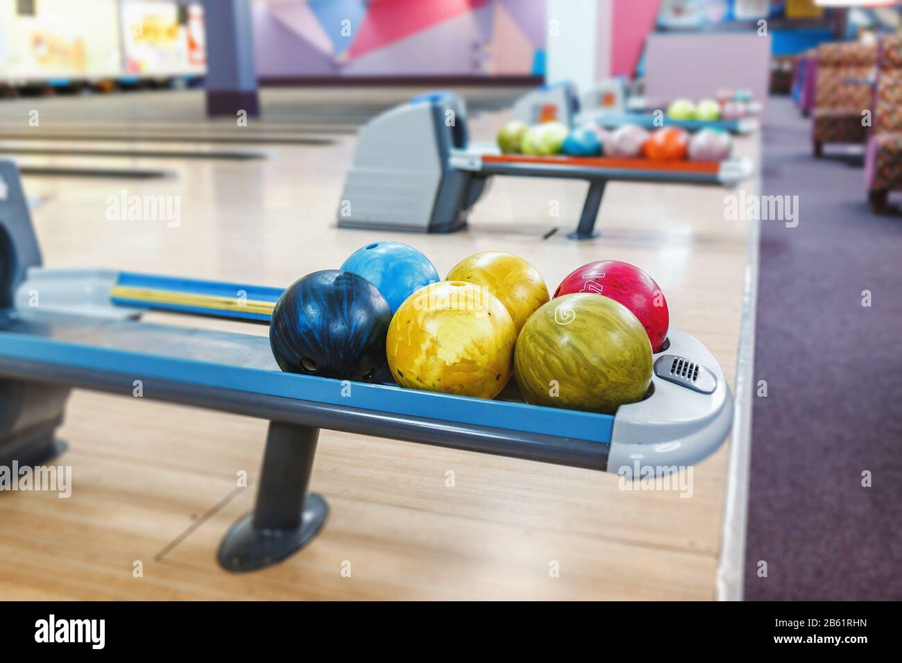 multi colored bowling balls Stock Photo Alamy