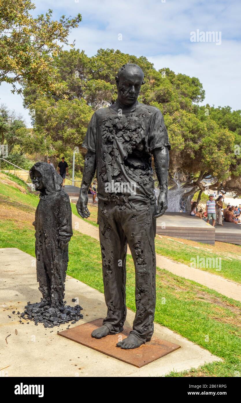 Legacy, Regret and the Lost Generation by Louis Pratt sculptor artist at Sculpture by the Sea 2020 exhibition Cottesloe Beach Perth WA Australia Stock Photo