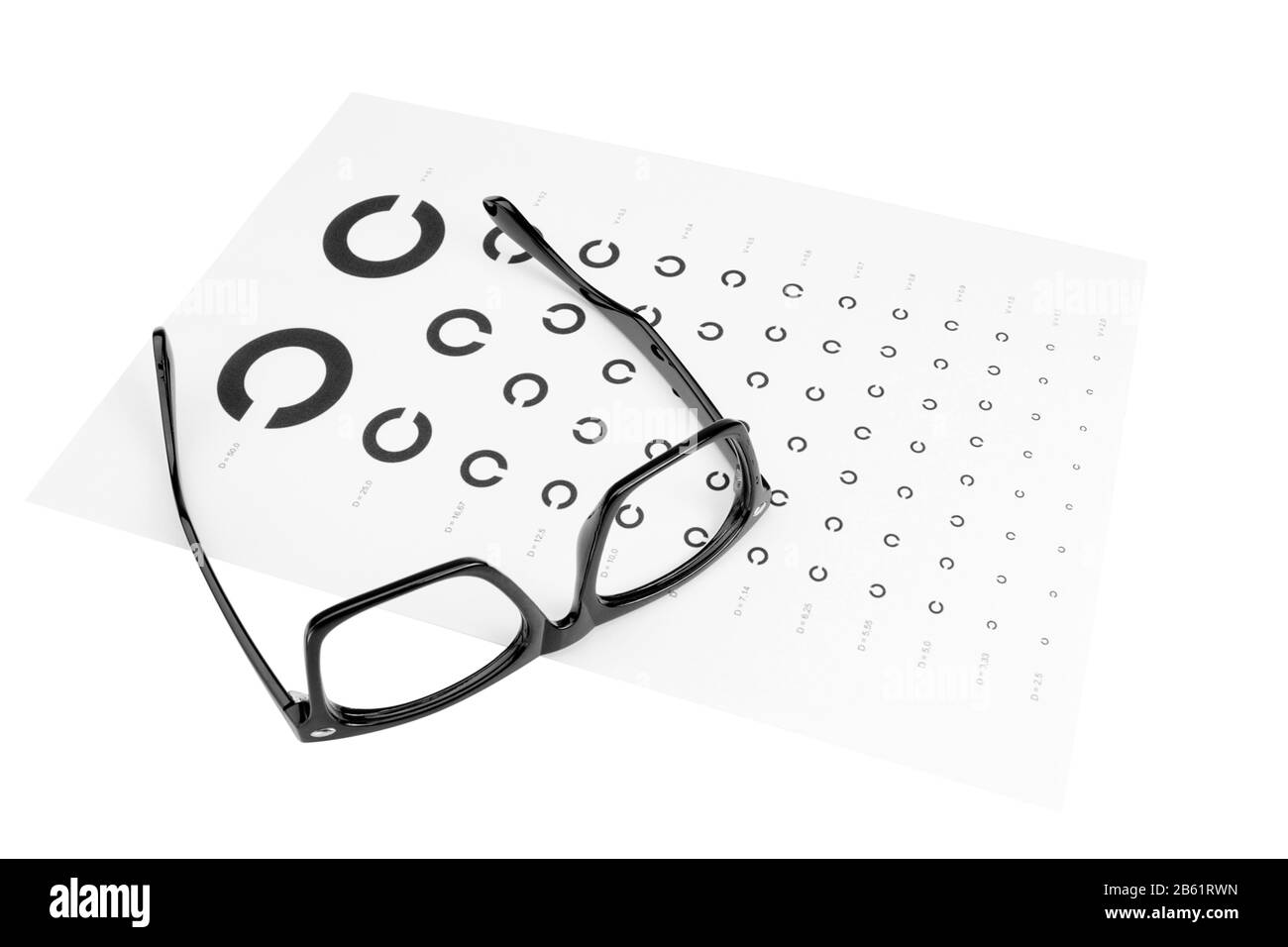 Table for an eye examination by an ophthalmologist. Dark glasses Stock