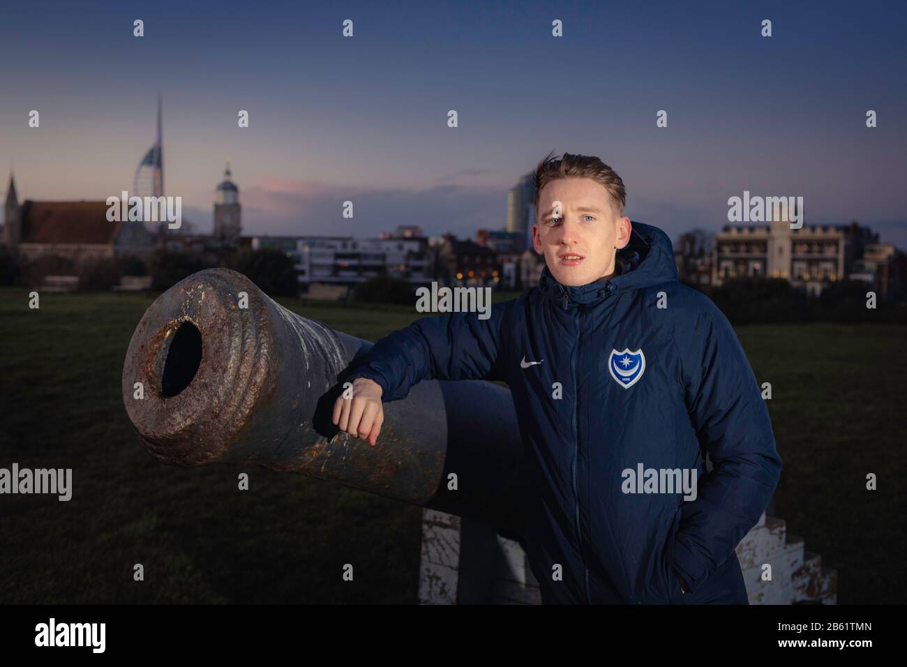 Portsmouth Football Club striker and life-long Arsenal fan Ronan Curtis pictured in Old Portsmouth. Picture date: Thursday February 20, 2020. Photogra Stock Photo