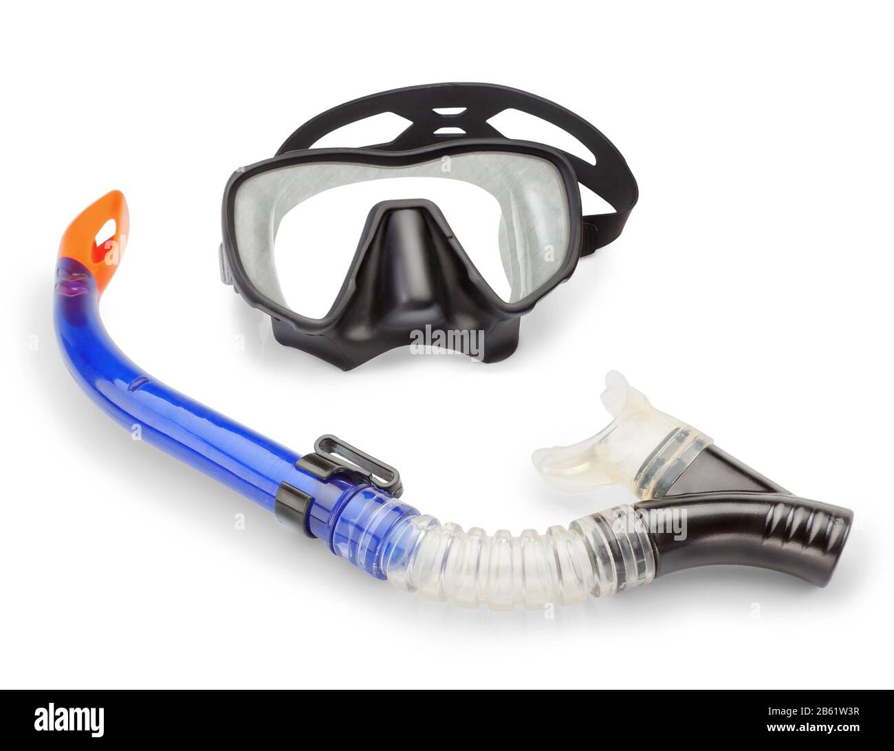 Mask and snorkel diving and spearfishing. On a white background Stock ...