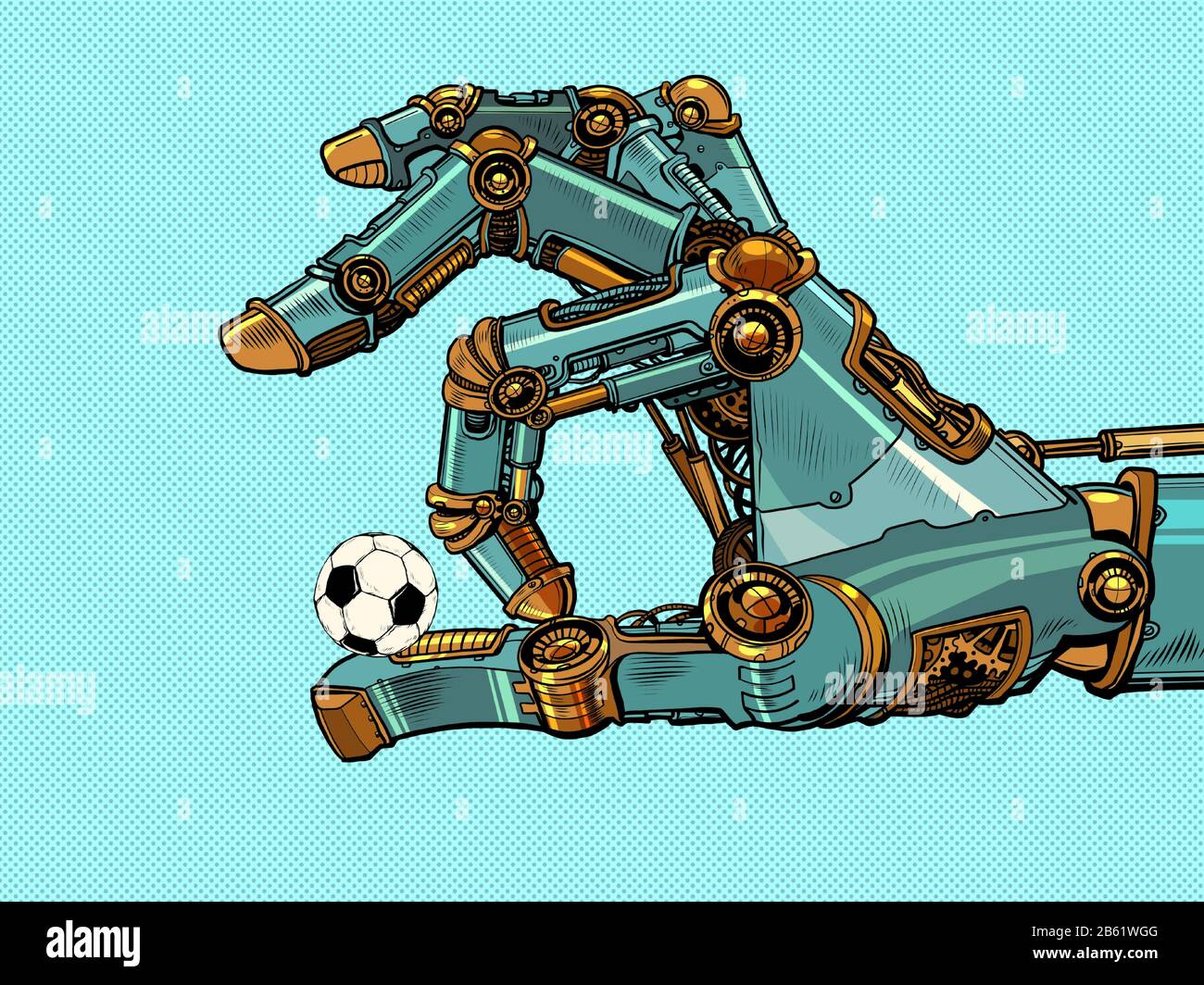 the robot and the soccer ball Stock Vector