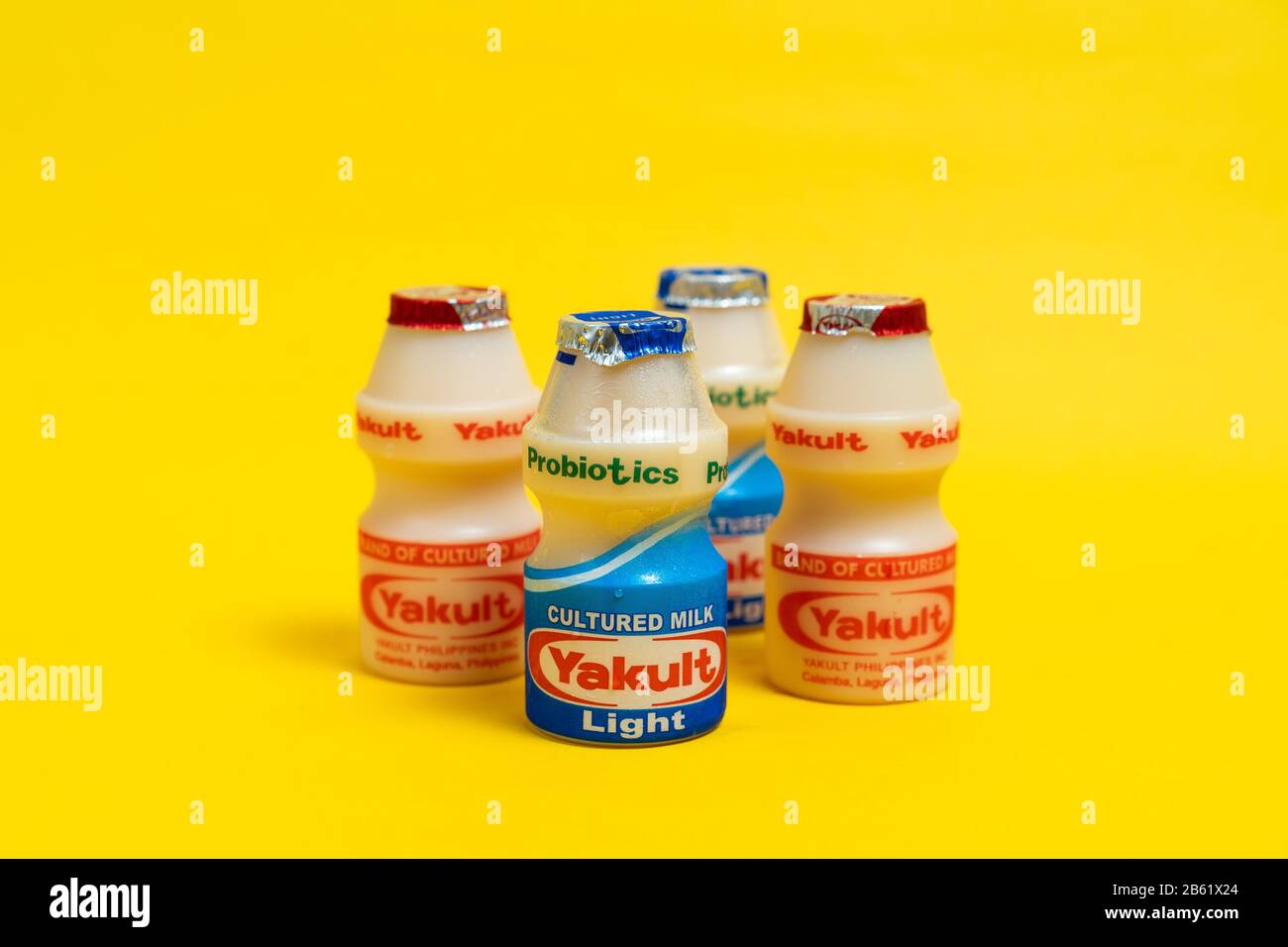 Yakult and Yakult Light fermented milk drink Stock Photo