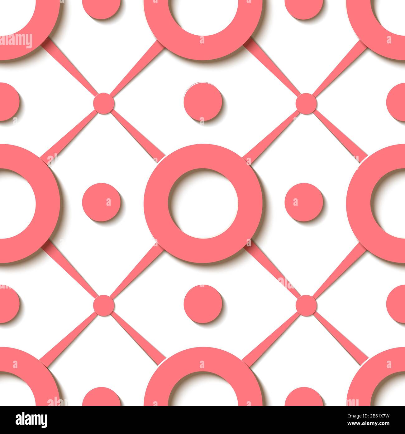 Vector pattern - geometric seamless 3d red pink modern texture background Stock Vector