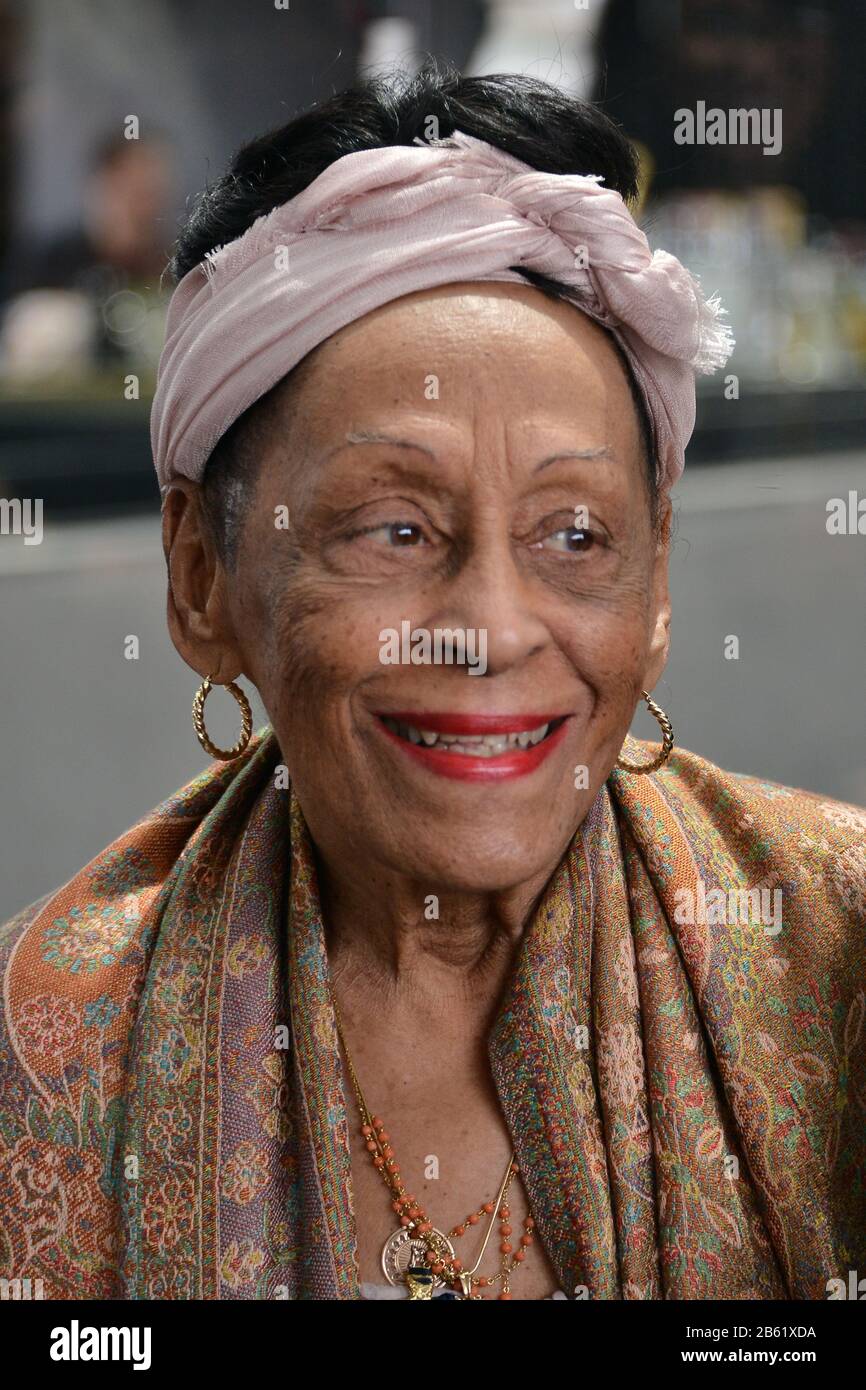 Cuban singer Omara Portuondo attends a press conference to promote a concert and launch an album 'Pedazos del Corazon' at Umbral Hotel in Mexico City. Stock Photo