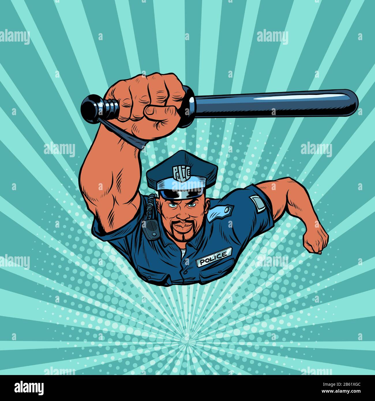 African Police officer with a baton Stock Vector