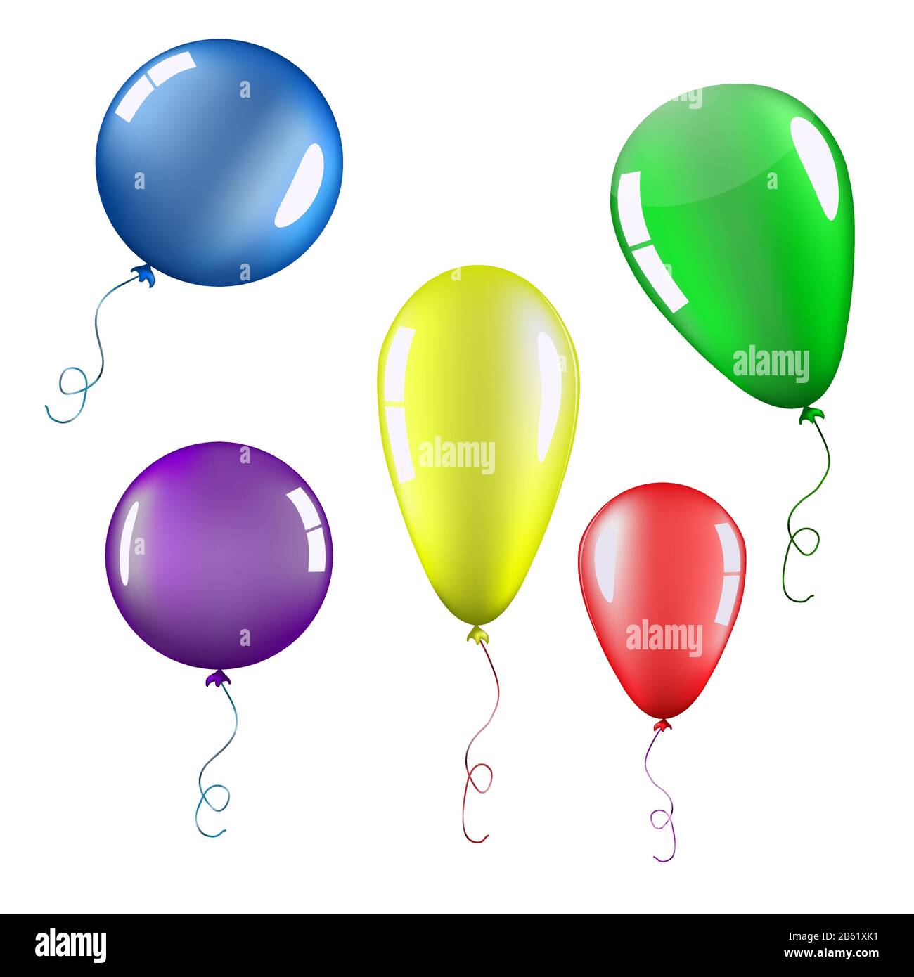 Set of Color Balloons isolated on White Background Stock Vector Image ...