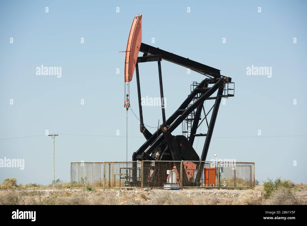 Vaca muerta field. One oil pump jack pumping crude out of the ground in Neuquen, Argentina Stock Photo