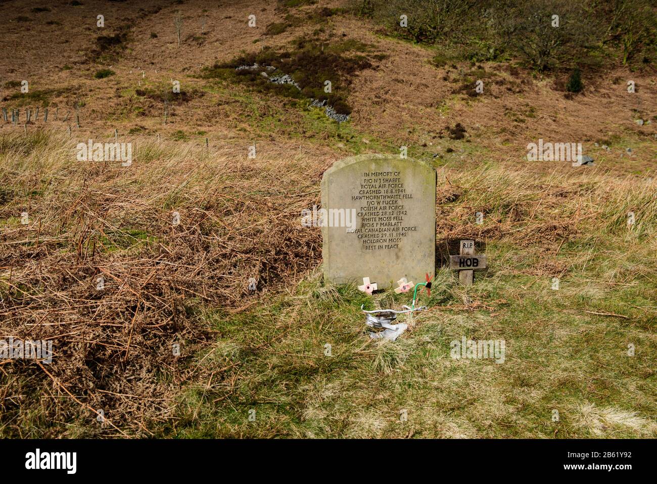 Memorial Stone in Langden Valley, The Forest of Bowland Lancashire Stock Photo