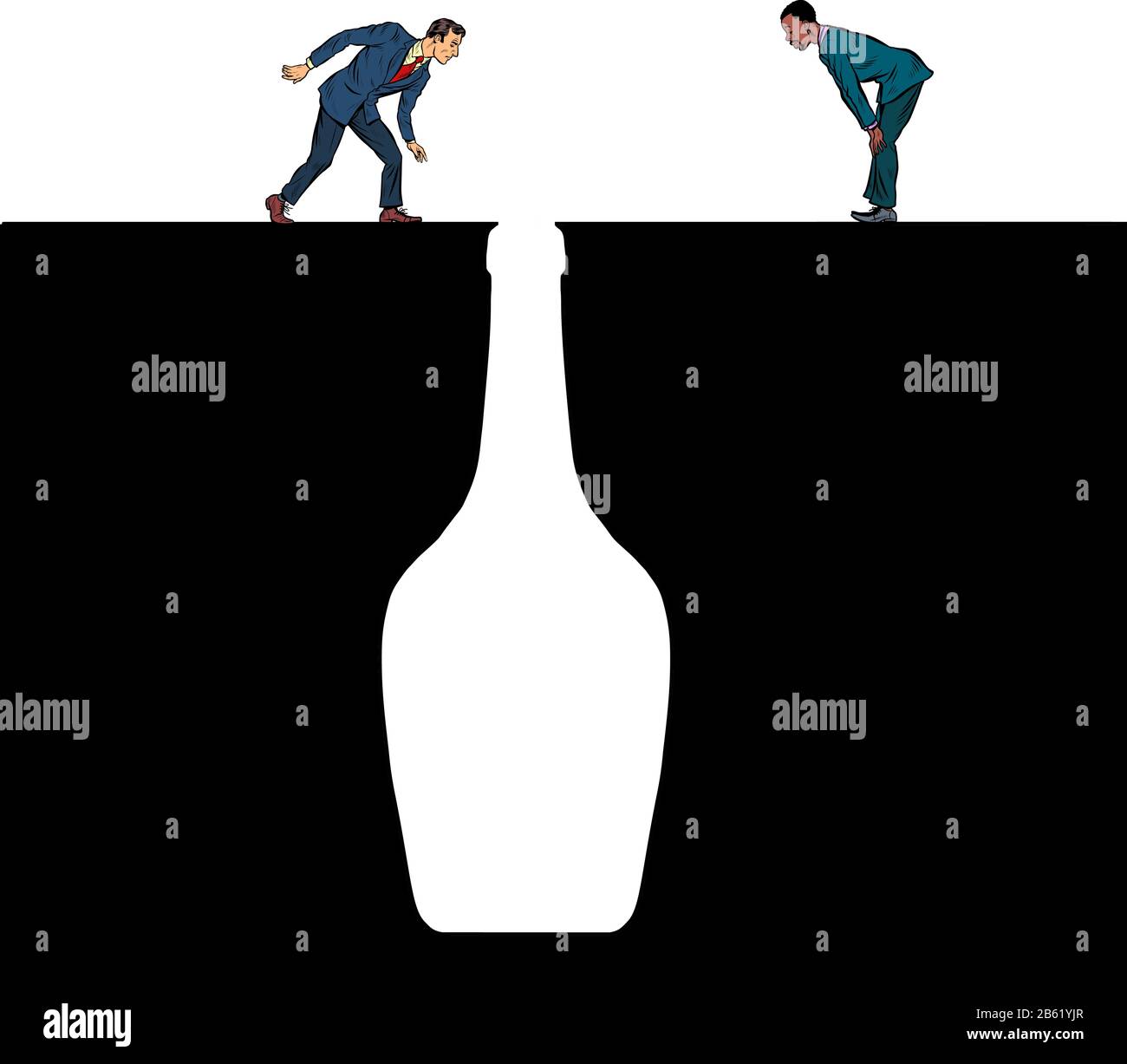 Alcoholics look into the bottle Stock Vector