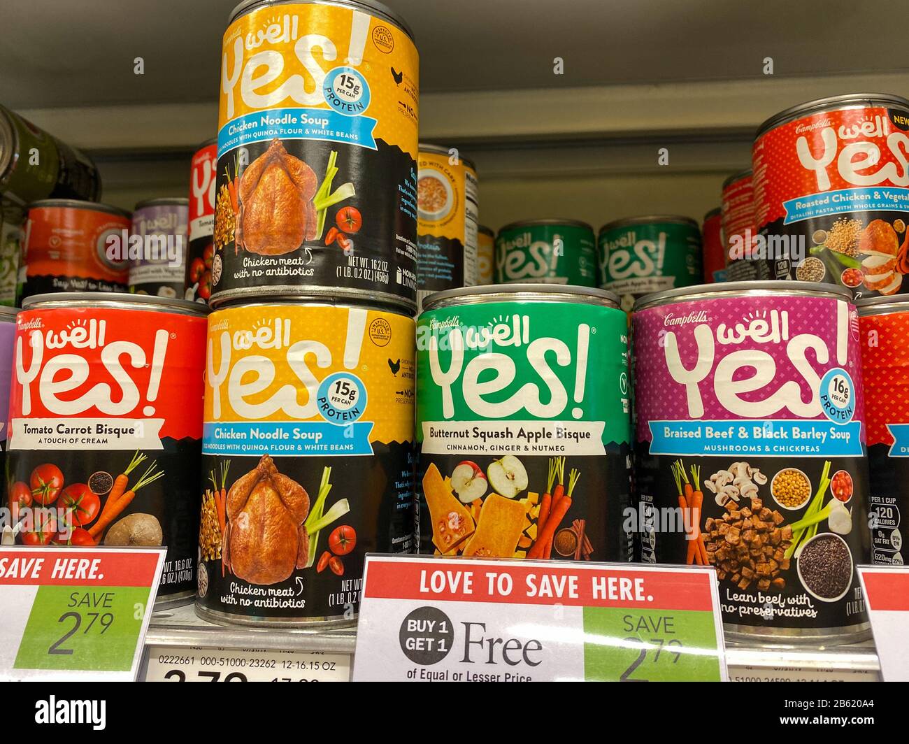 Orlando,FL/USA3/7/20 The Campbells Yes soup aisle of a Publix Grocery