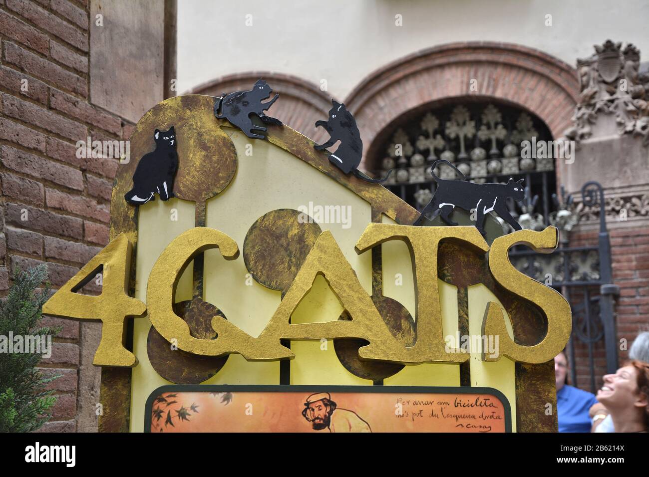 BARCELONA, SPAIN - AUGUST 08, 2014: Els Quatre Gats cafe in Barri Gotic district. Els 4 Gats was visited by famous artists Gaudi and Picasso Stock Photo