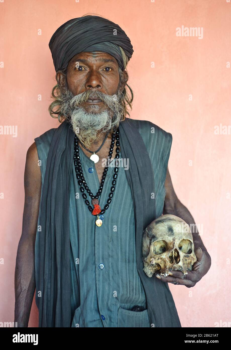 Hindu ascetic ('sadhu') from the Aghori sect ( India) Stock Photo