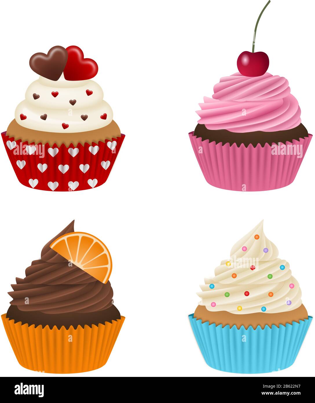 set of cupcakes Stock Vector