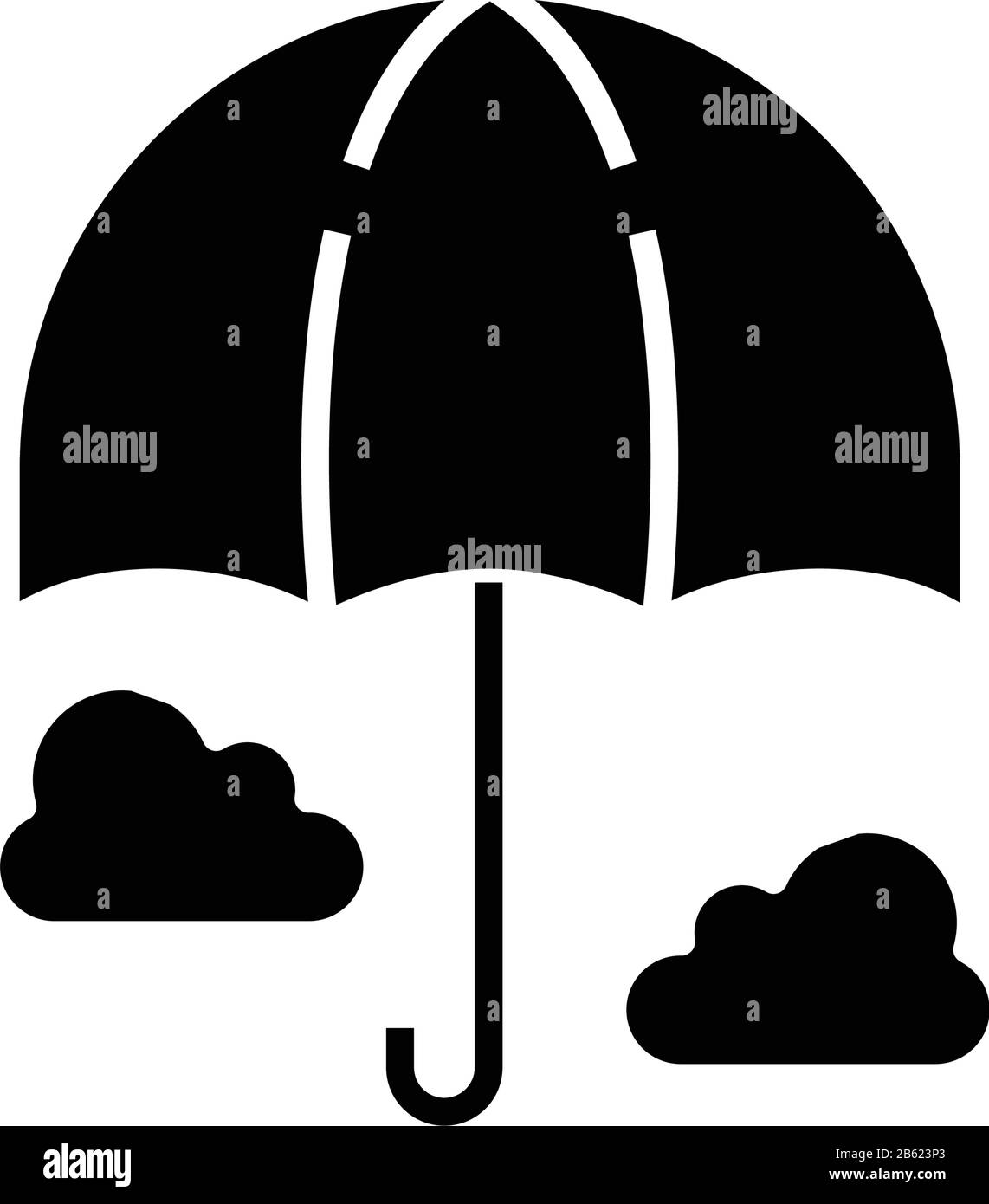 Umbrella black icon, concept illustration, vector flat symbol, glyph sign. Stock Vector