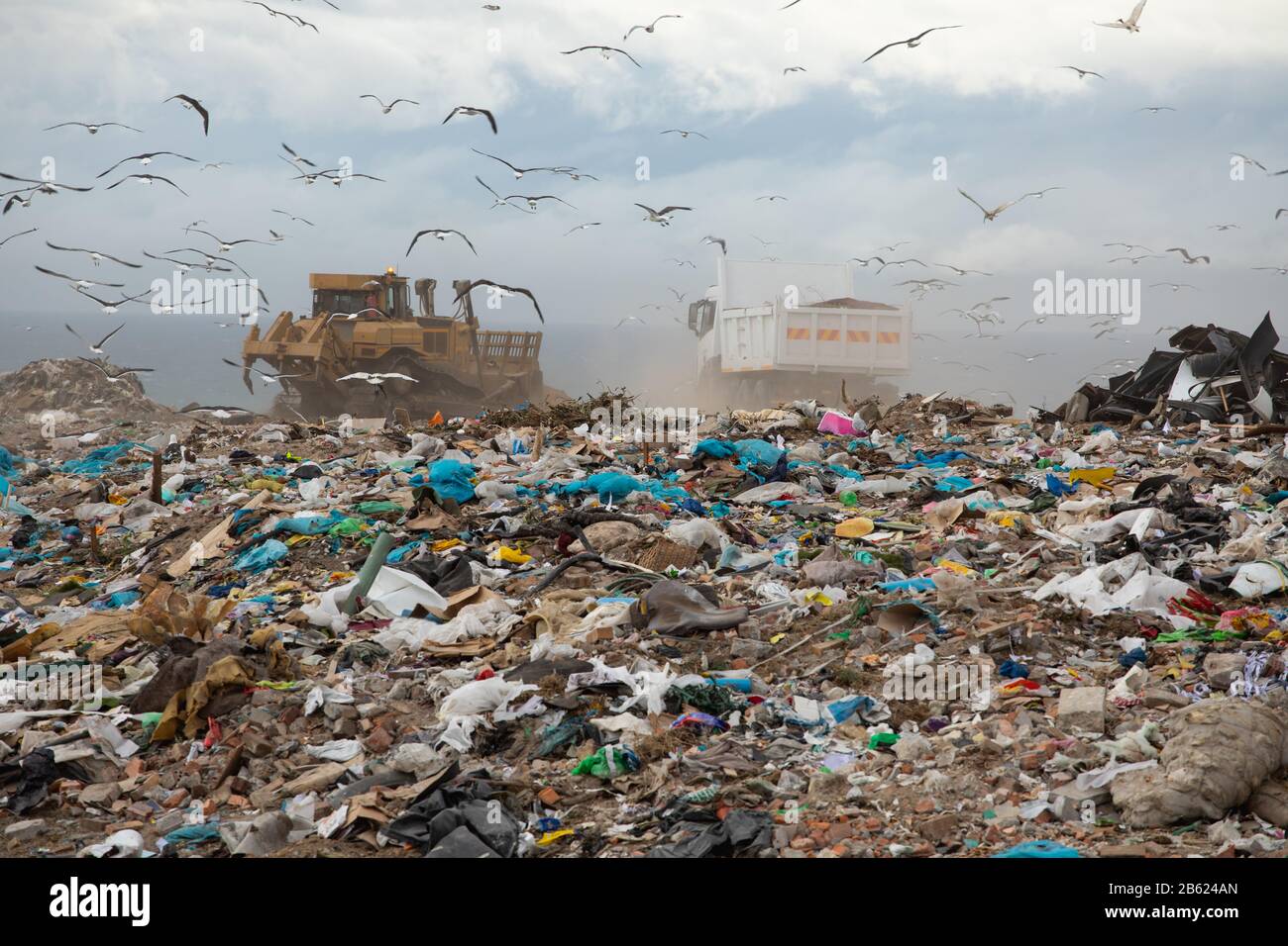Rubbish piled on a landfill full of trash Stock Photo Alamy