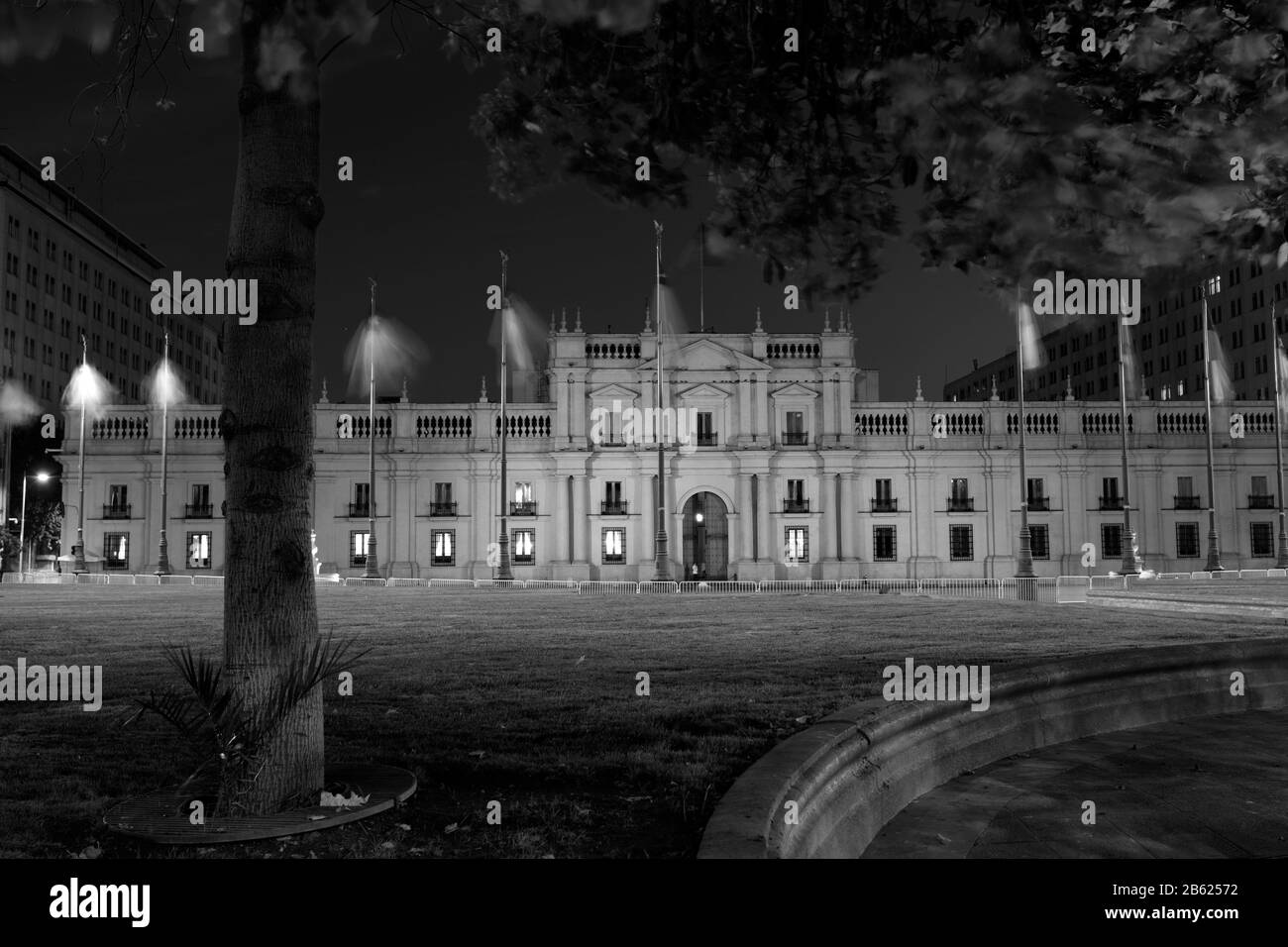 The Moneda Palace at night, Region Metropolitana, Santiago City, Chile Stock Photo
