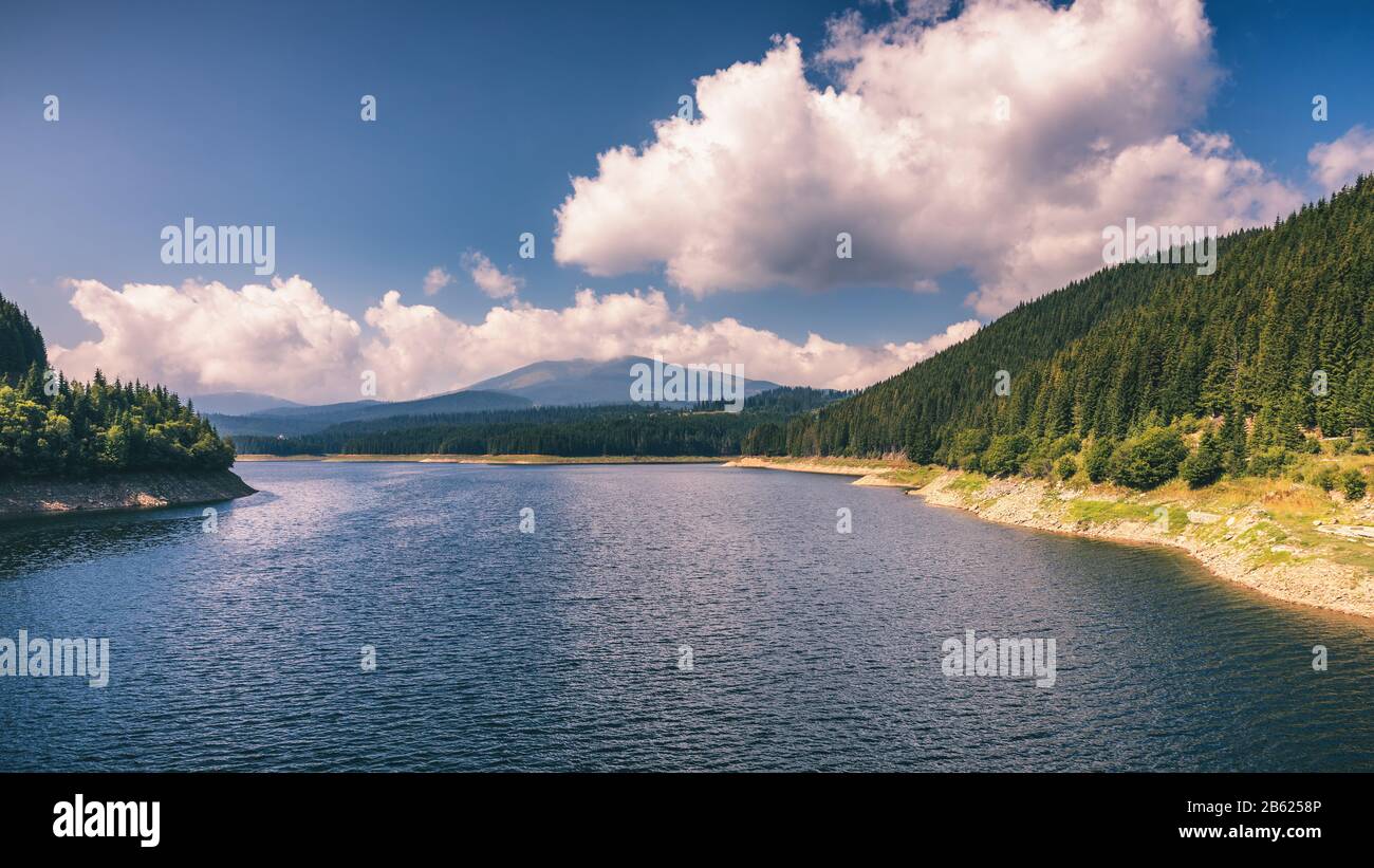 Oasa Lake from Sureanu mountains, Alba county, Transalpina, Transylvania, Romania Stock Photo