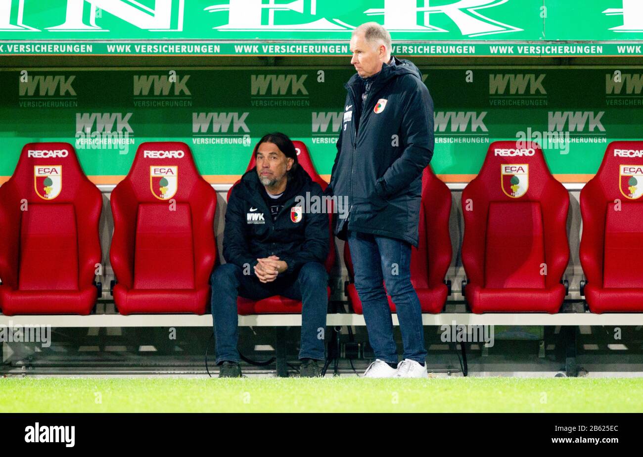 Martin SCHMIDT (coach FC Augsburg) released from office. Archive photo; Disappointment â?   Augsburg coach Martin SCHMIDT and Augsburg manager Stefan REUTER (right) after the end of the game. Soccer, FC Augsburg (A) - Borussia Dortmund (DO) 3: 5, Bundesliga, 18th matchday, season 2019/2020, on January 18, 2020 in Augsburg/WWKARENA/Germany. Editor's note: DFL regulations prohibit any use of photographs as image sequences and/or quasi-video. Â | usage worldwide Stock Photo