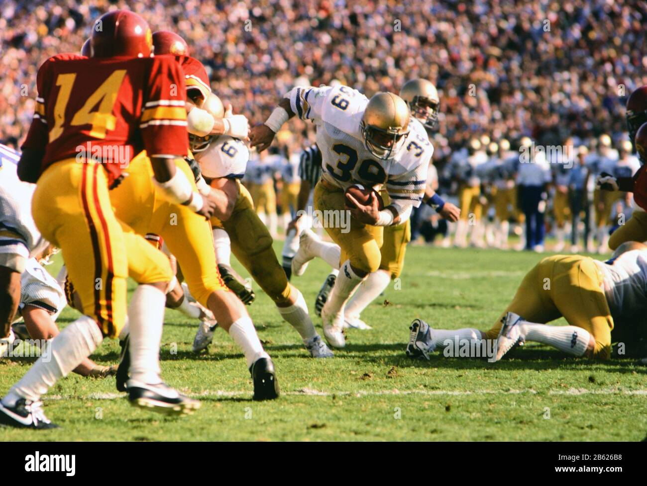 USC vs. Notre Dame Football Game (ca. 19811983) Notre Dame running