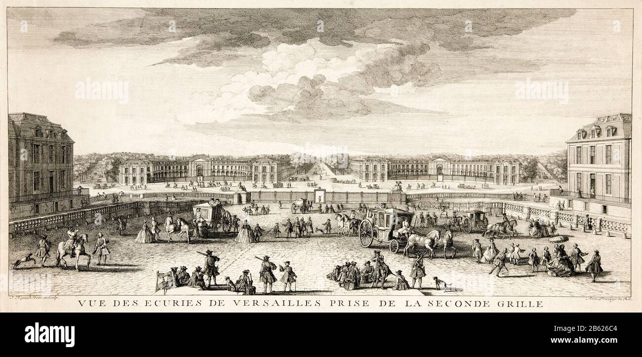 The Stables of the Palace of Versailles, France, etching by Jacques ...