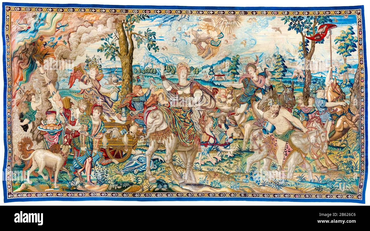 Gluttony, from The Seven Deadly Sins tapestry by Pieter Coecke van Aelst, 1550-1560 Stock Photo