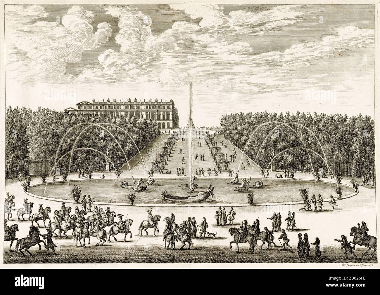 Fountain of the Dragon at the Palace of Versailles, France, engraving by  Israele Silvestre, 1676 Stock Photo - Alamy