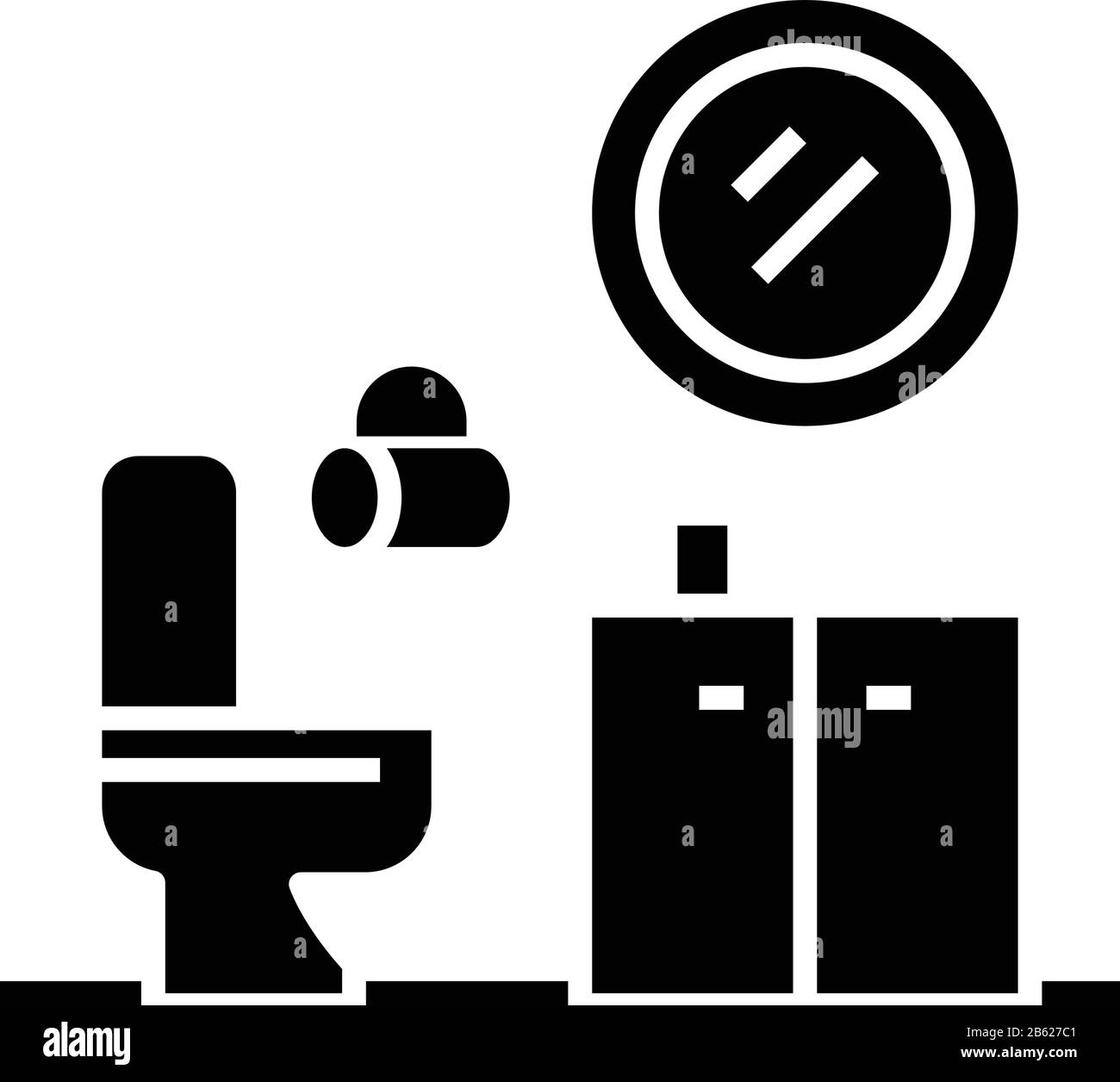 Toilet room black icon, concept illustration, vector flat symbol, glyph ...