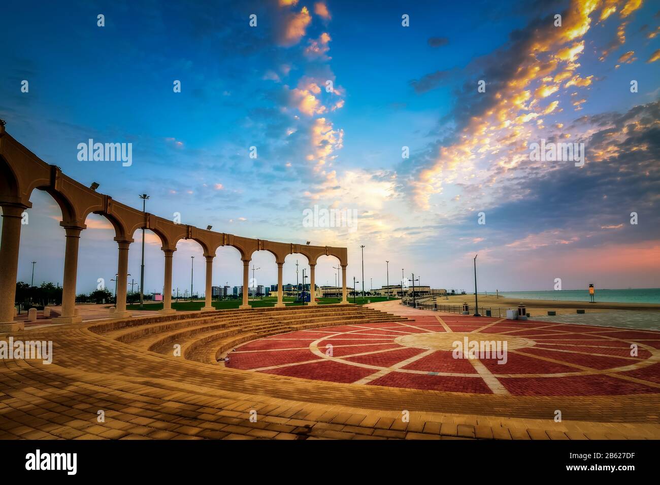 Morning view in Fanateer Beach - Al Jubail City,Saudi Arabia. Stock Photo