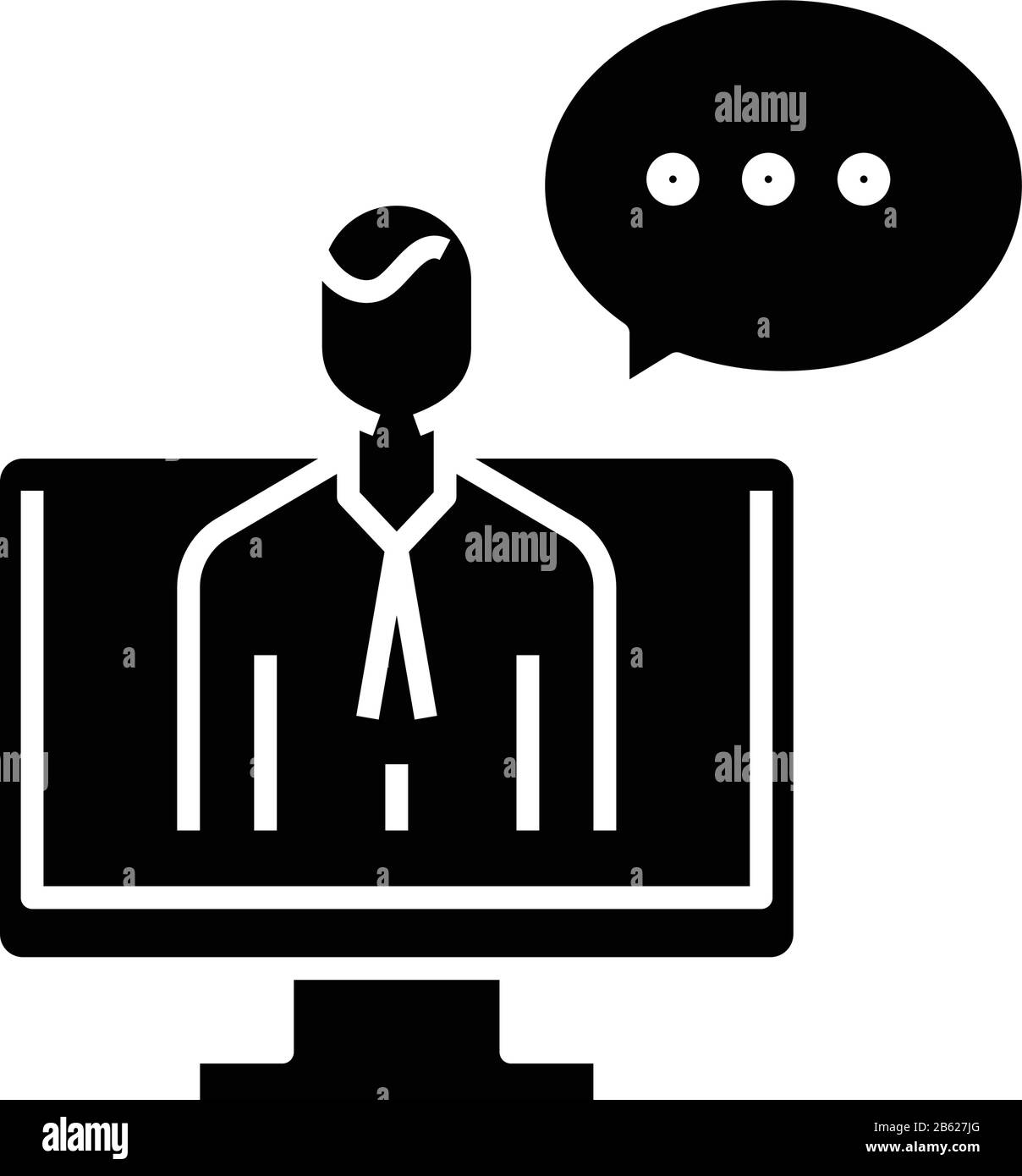Web message black icon, concept illustration, vector flat symbol, glyph sign. Stock Vector